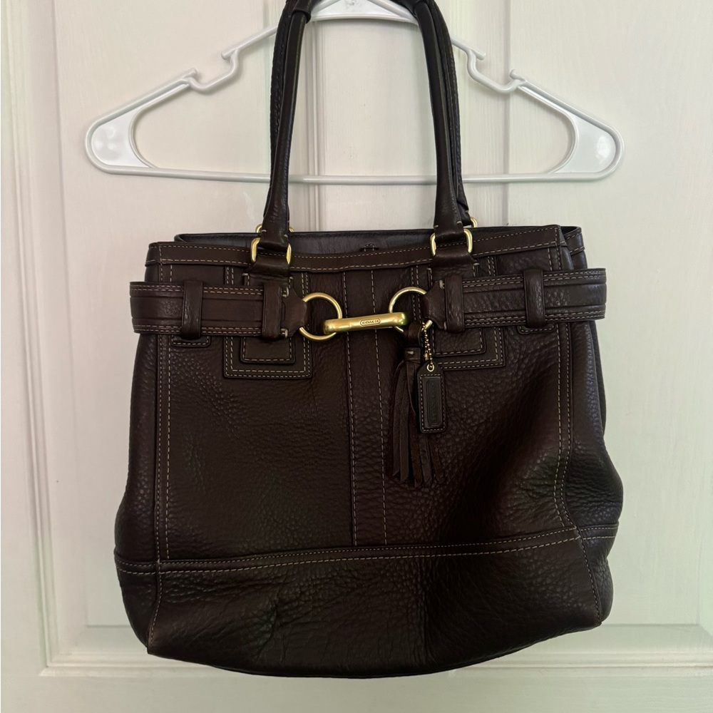 Coach Dark Brown Leather Tote Bag
